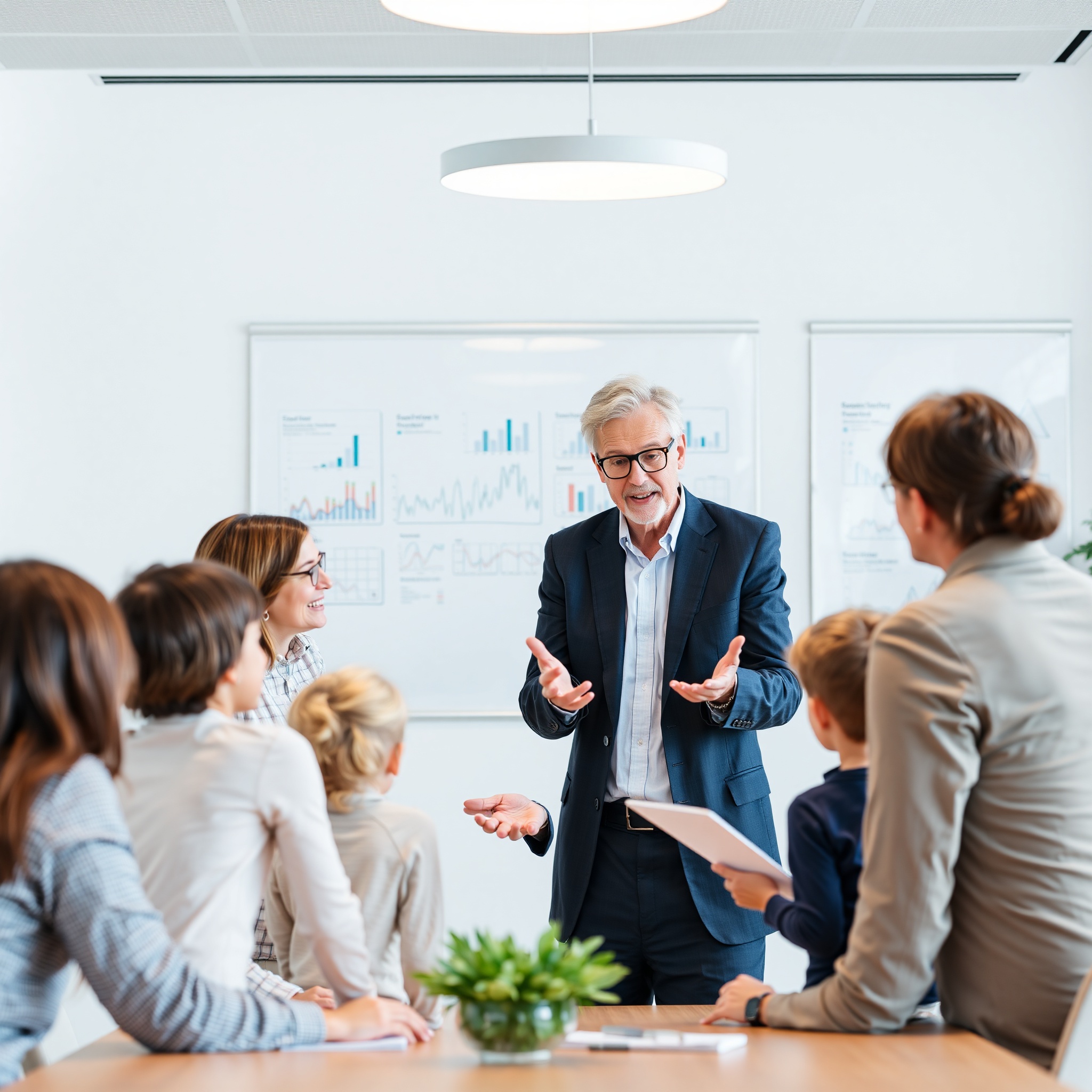 Financial advisor explaining savings strategies to Canadian family during consultation meeting