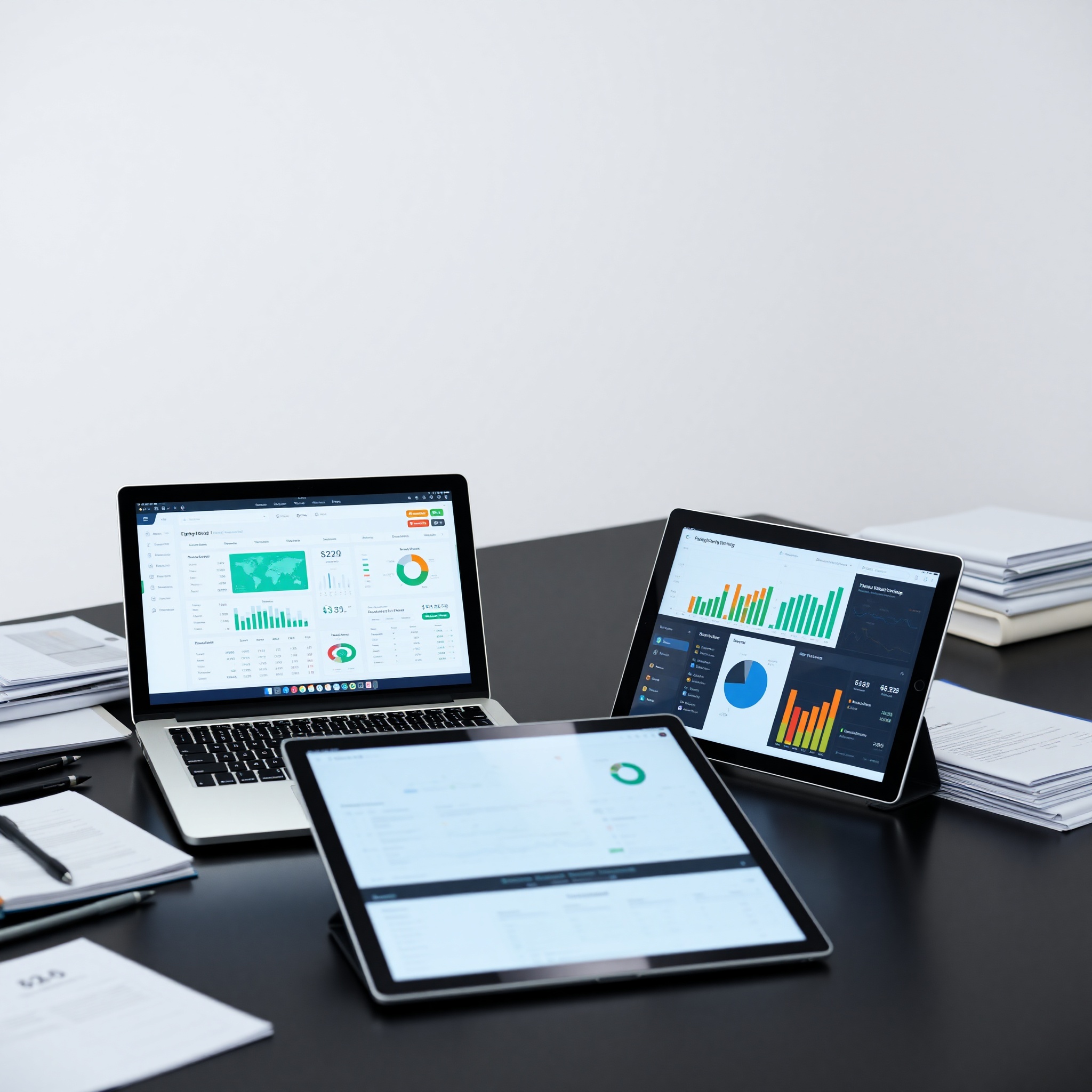 Digital devices showing budget management and financial tracking applications