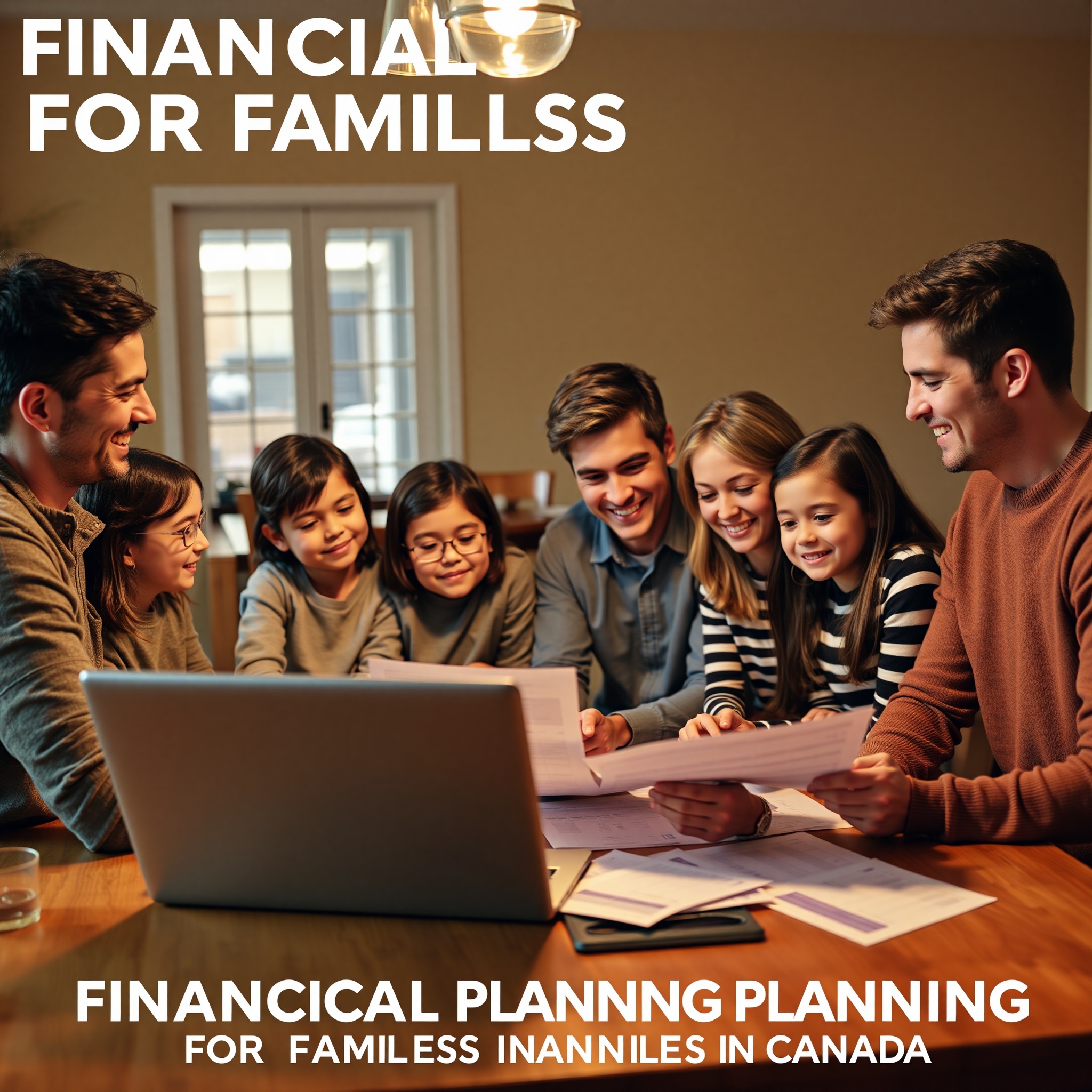 Family discussing budget and financial planning together at home